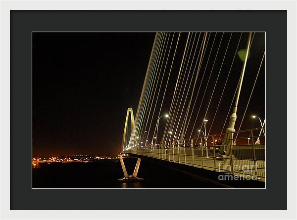 Illuminated Bridge at Night - Framed Print