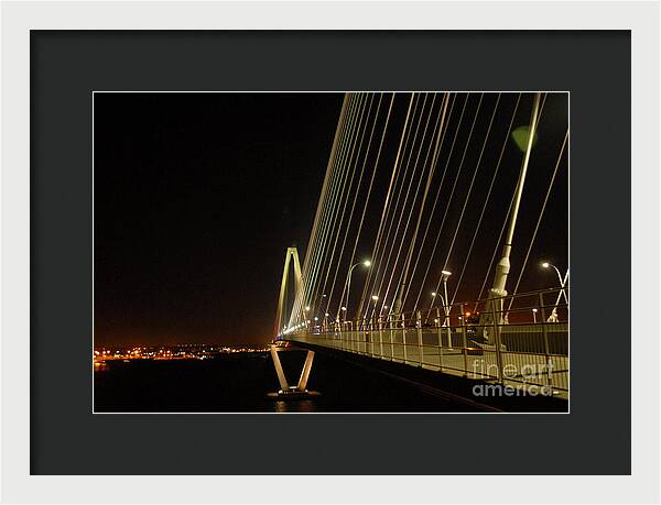 Illuminated Bridge at Night - Framed Print