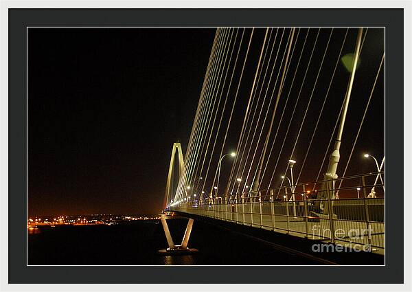 Illuminated Bridge at Night - Framed Print