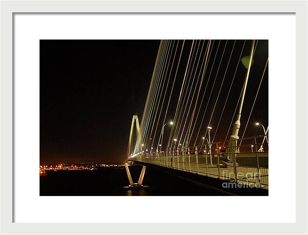 Illuminated Bridge at Night - Framed Print