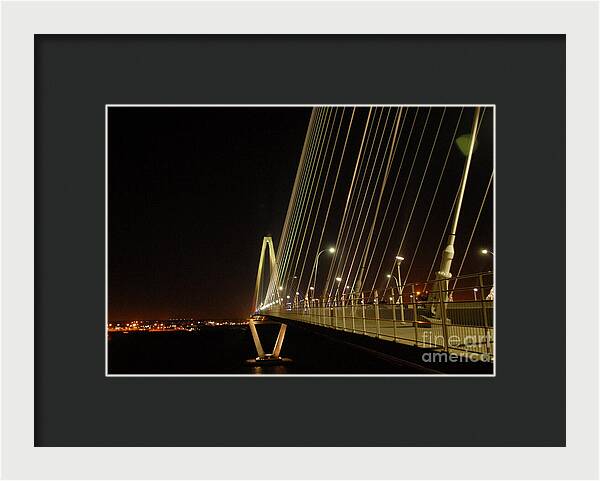 Illuminated Bridge at Night - Framed Print