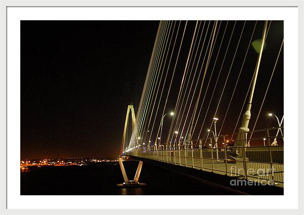 Illuminated Bridge at Night - Framed Print