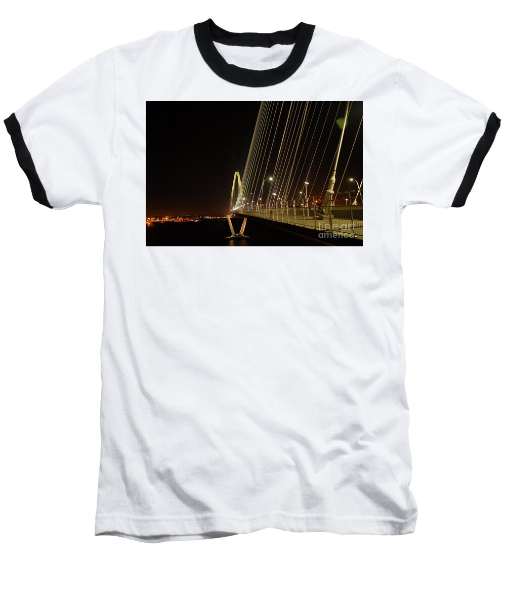 Illuminated Bridge at Night - Baseball T-Shirt