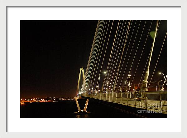 Illuminated Bridge at Night - Framed Print