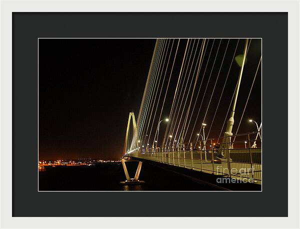 Illuminated Bridge at Night - Framed Print