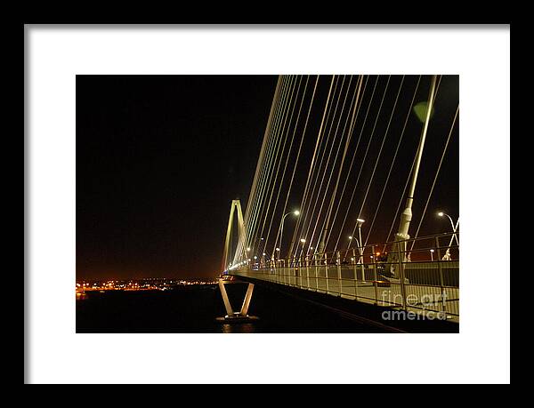 Illuminated Bridge at Night - Framed Print