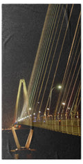 Illuminated Bridge at Night - Beach Towel