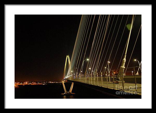Illuminated Bridge at Night - Framed Print