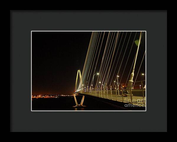 Illuminated Bridge at Night - Framed Print