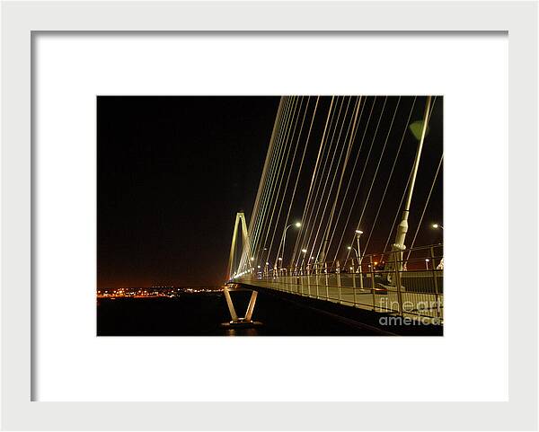 Illuminated Bridge at Night - Framed Print
