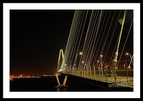 Illuminated Bridge at Night - Framed Print