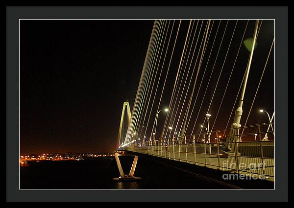 Illuminated Bridge at Night - Framed Print