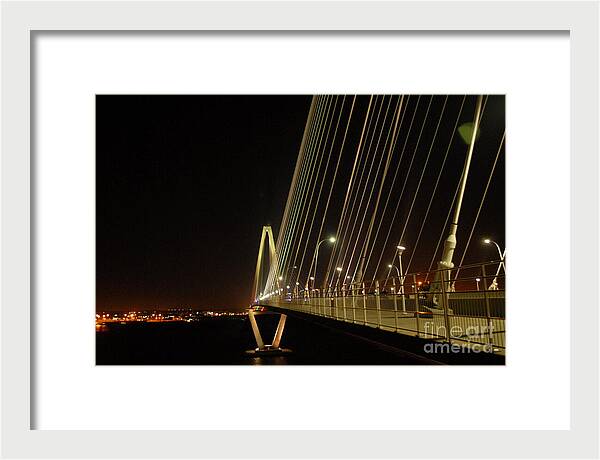 Illuminated Bridge at Night - Framed Print