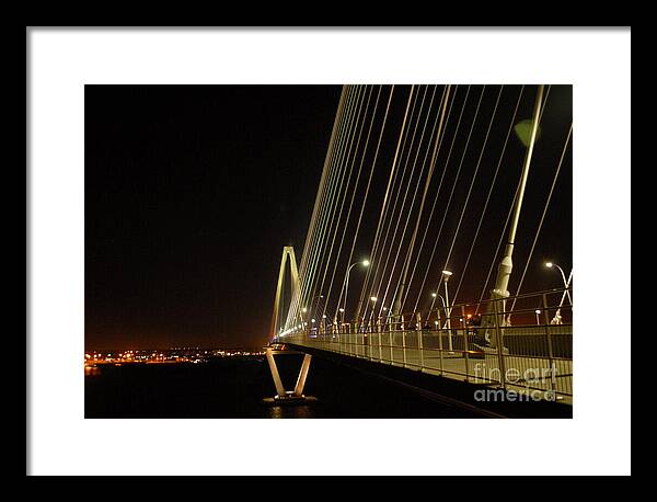 Illuminated Bridge at Night - Framed Print