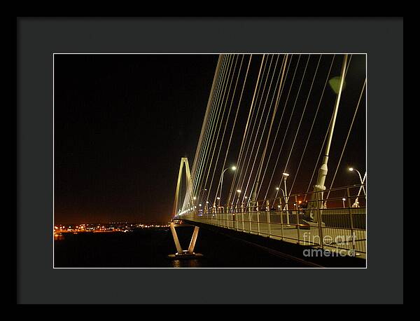 Illuminated Bridge at Night - Framed Print