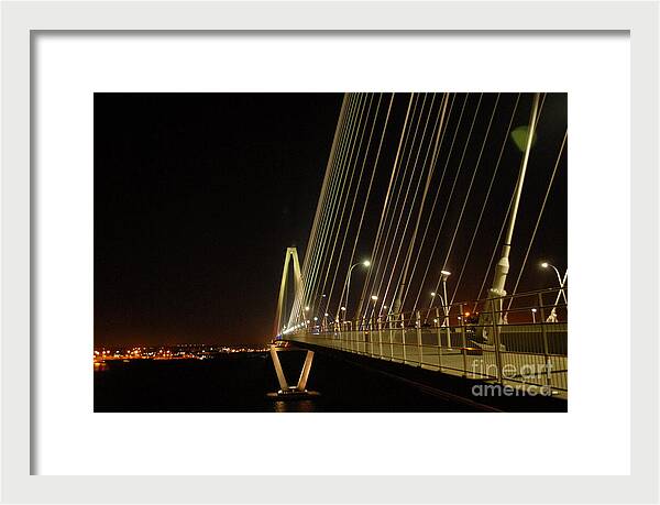Illuminated Bridge at Night - Framed Print