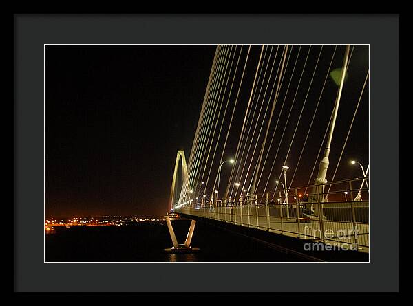Illuminated Bridge at Night - Framed Print