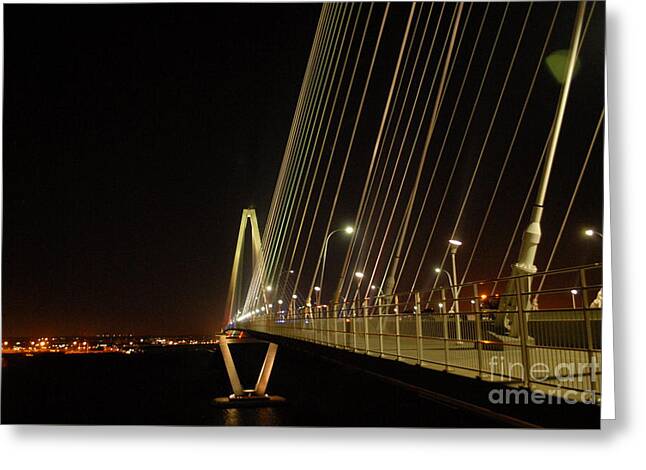 Illuminated Bridge at Night - Greeting Card