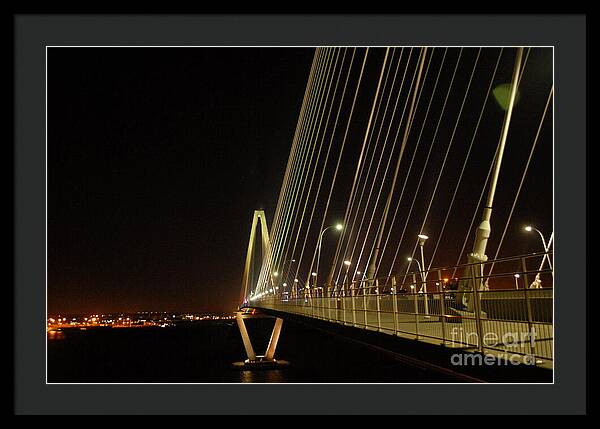 Illuminated Bridge at Night - Framed Print