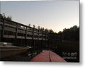 Kayak by Wooden Dock at Dusk - Metal Print