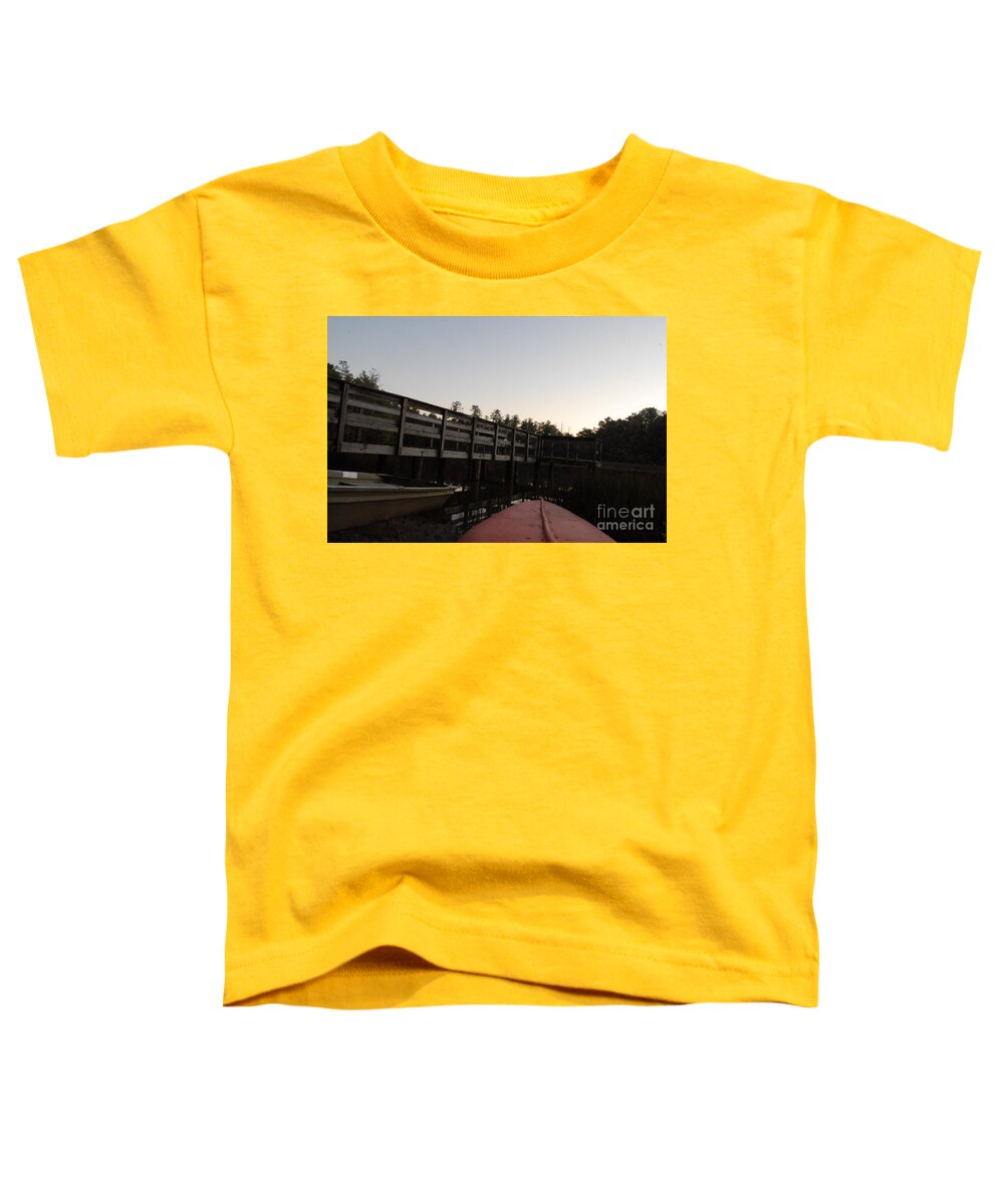 Kayak by Wooden Dock at Dusk - Toddler T-Shirt