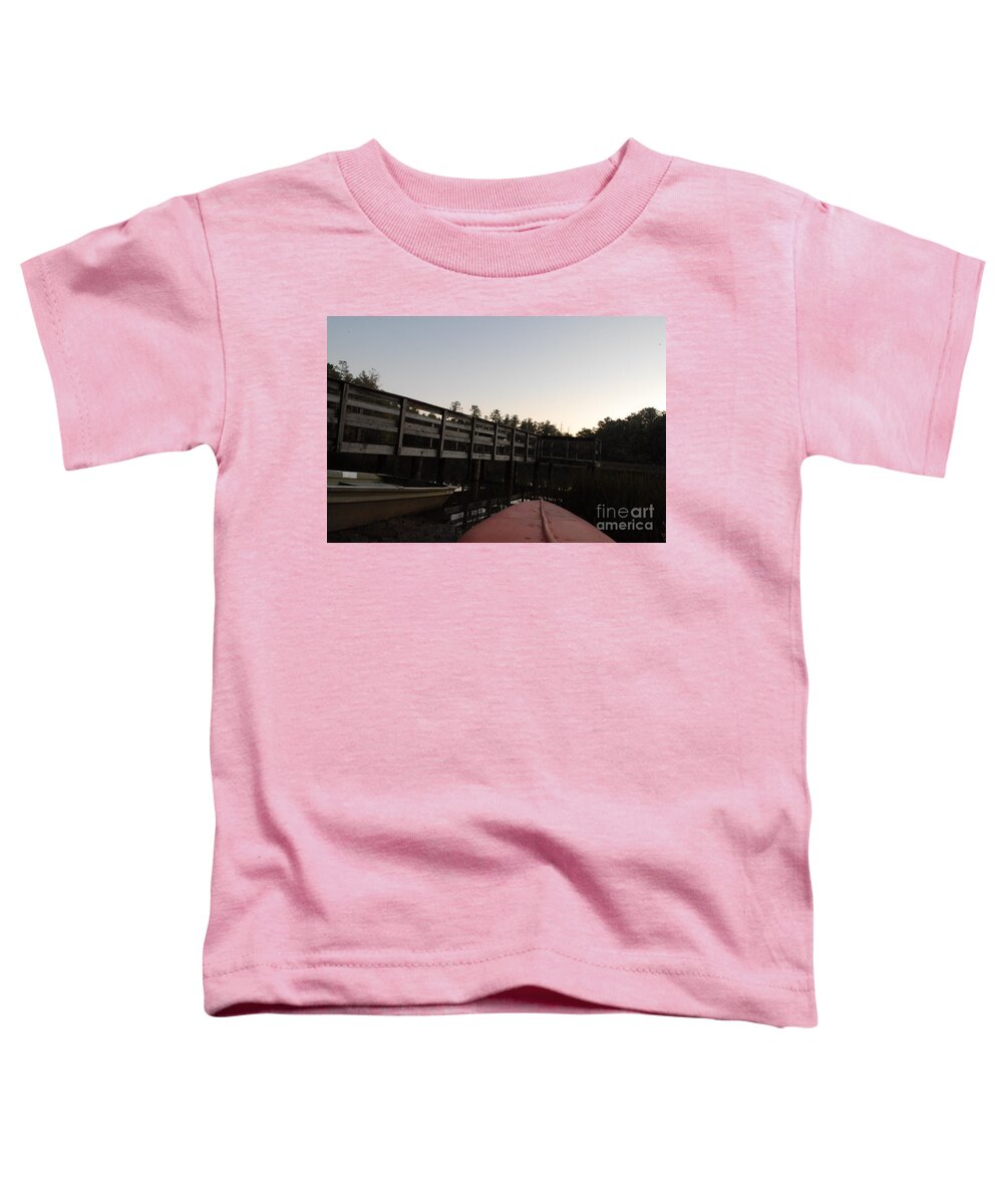 Kayak by Wooden Dock at Dusk - Toddler T-Shirt