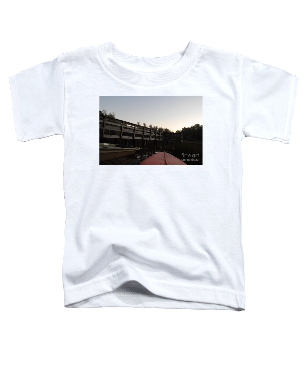 Kayak by Wooden Dock at Dusk - Toddler T-Shirt