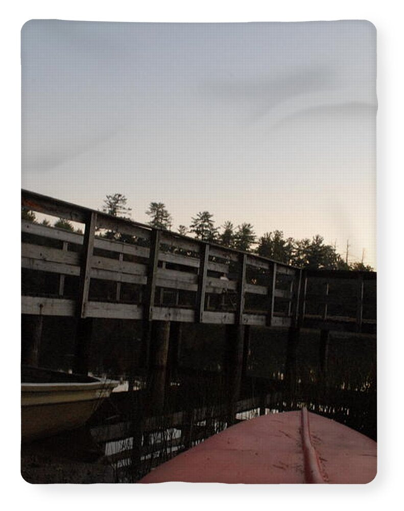 Kayak by Wooden Dock at Dusk - Blanket