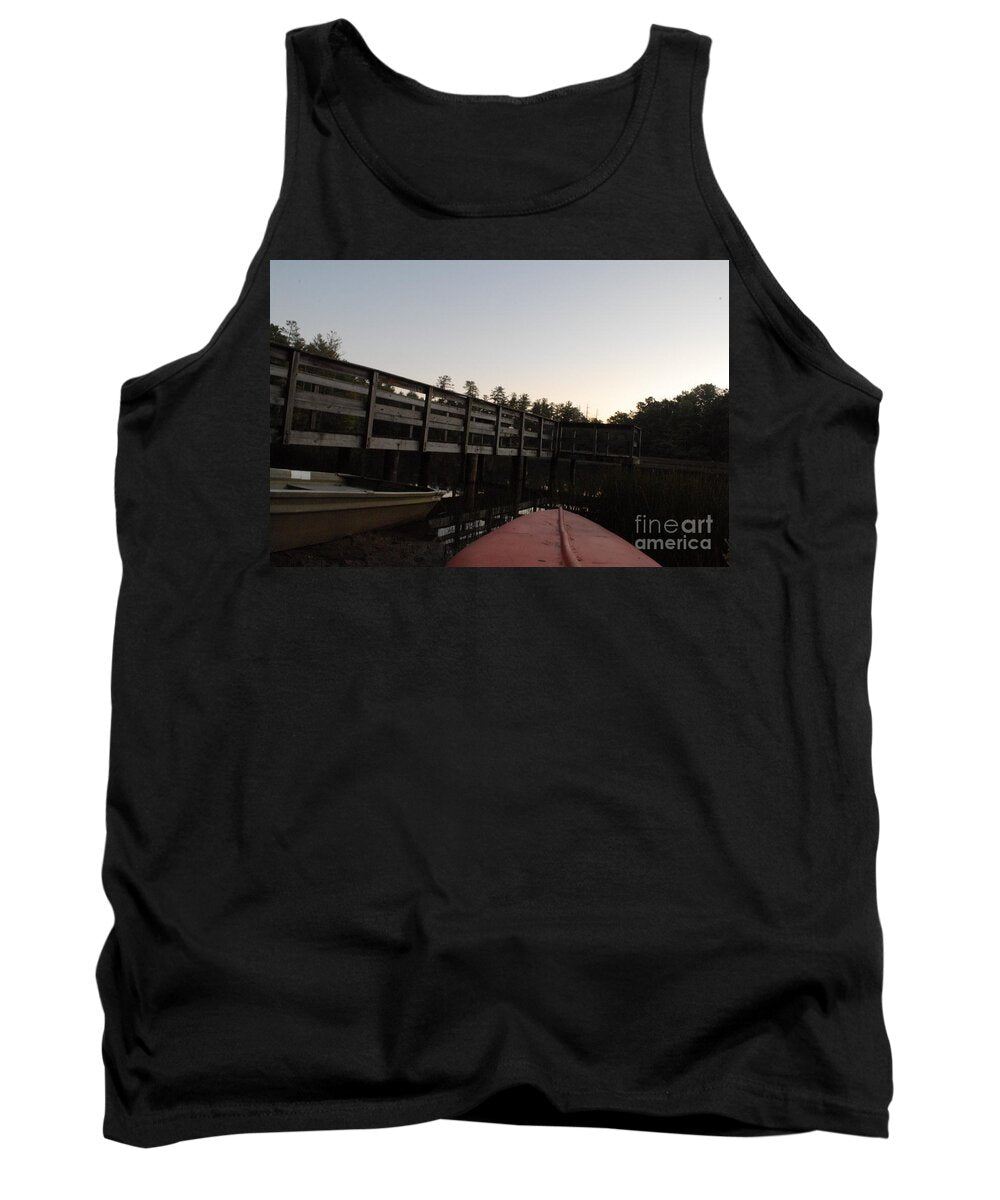 Kayak by Wooden Dock at Dusk - Tank Top