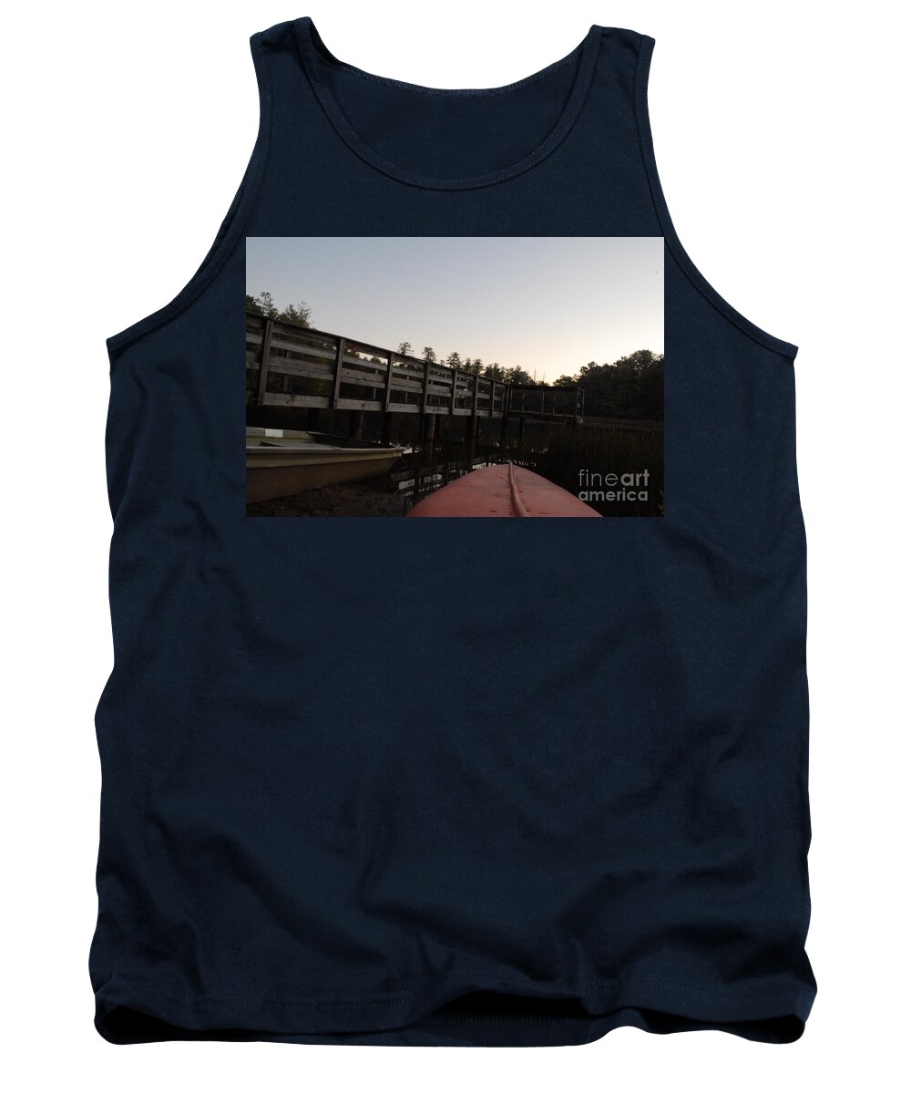 Kayak by Wooden Dock at Dusk - Tank Top