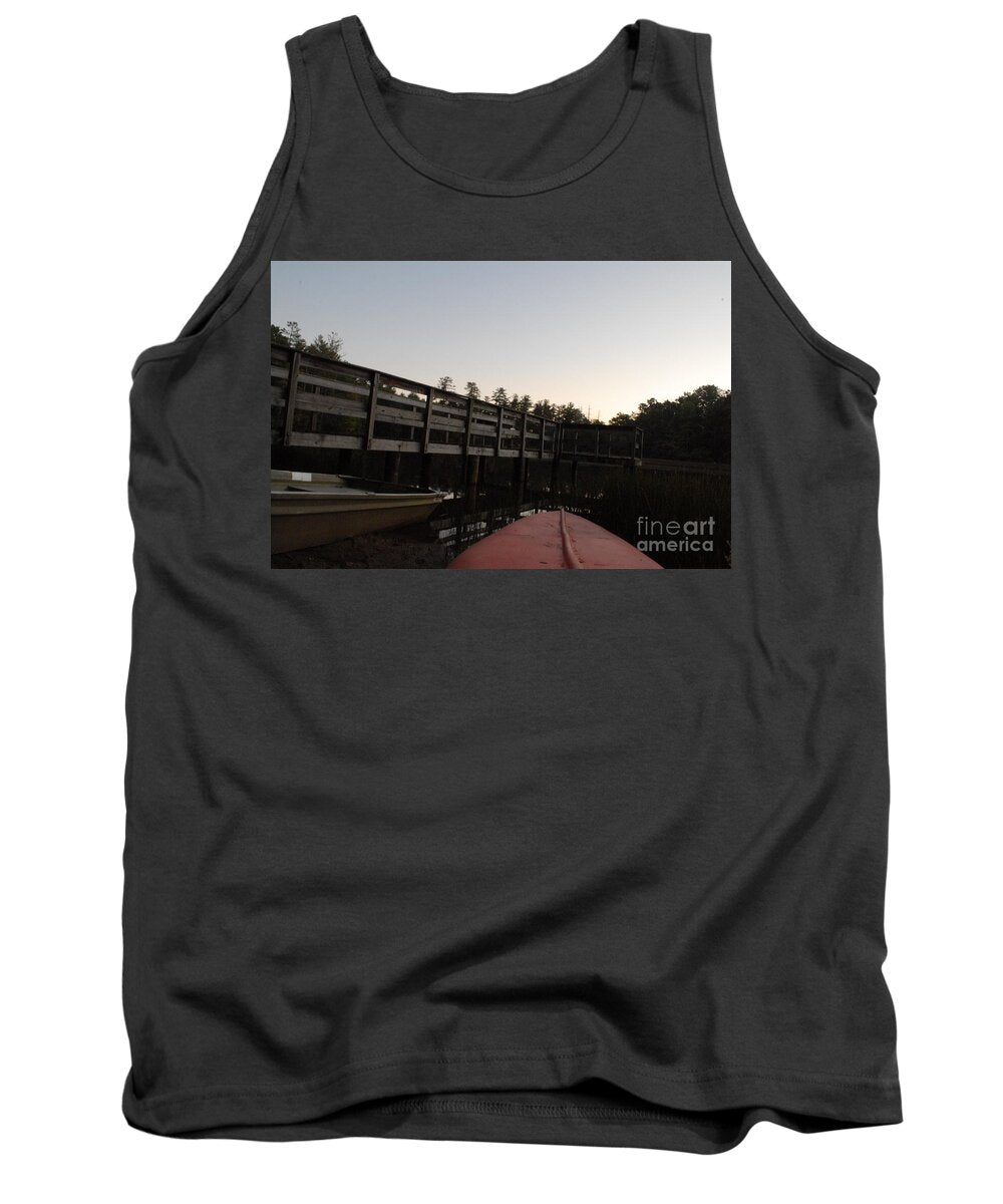 Kayak by Wooden Dock at Dusk - Tank Top