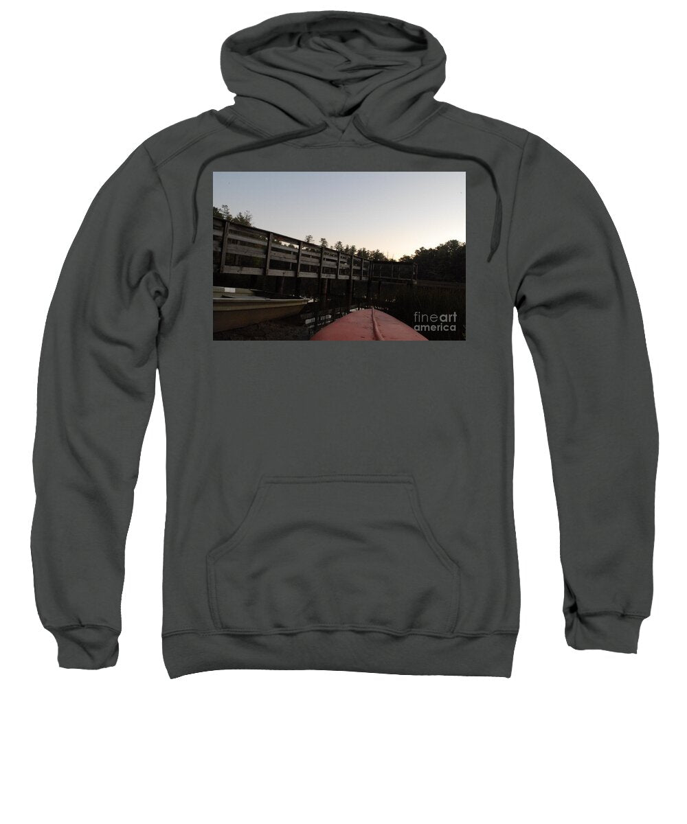 Kayak by Wooden Dock at Dusk - Sweatshirt