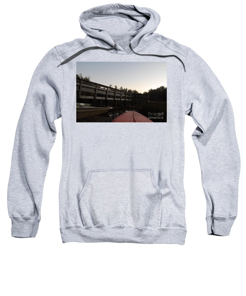 Kayak by Wooden Dock at Dusk - Sweatshirt