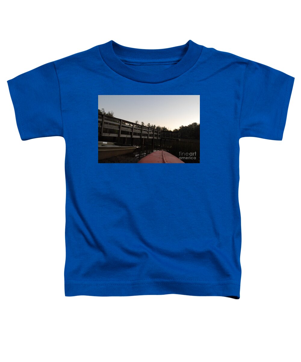 Kayak by Wooden Dock at Dusk - Toddler T-Shirt