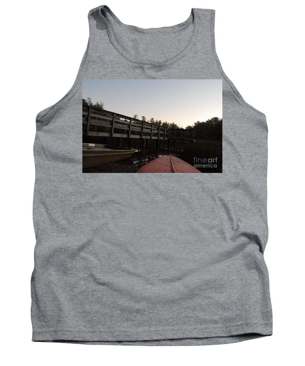 Kayak by Wooden Dock at Dusk - Tank Top