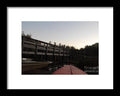 Kayak by Wooden Dock at Dusk - Framed Print