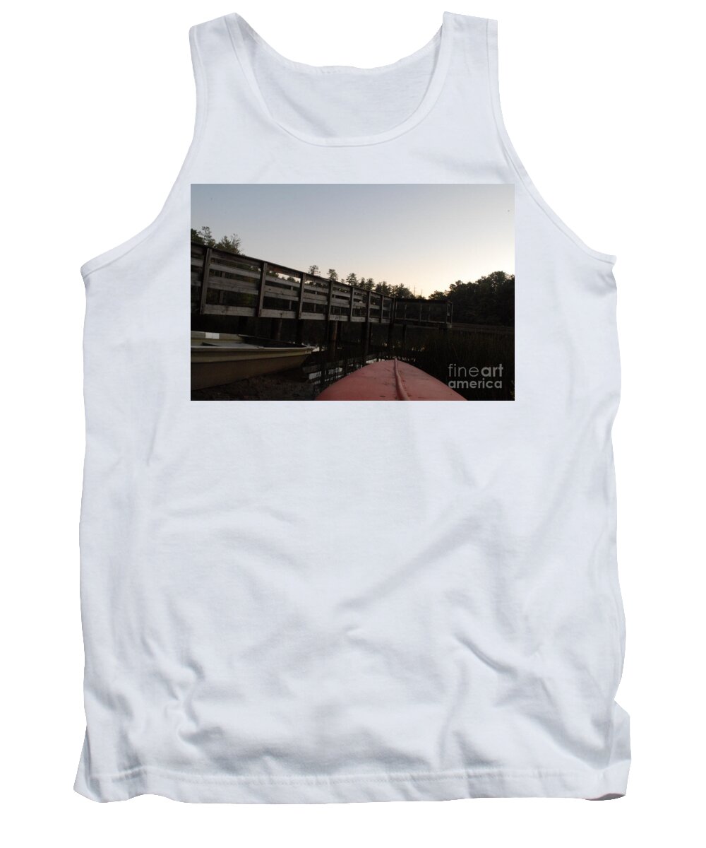 Kayak by Wooden Dock at Dusk - Tank Top