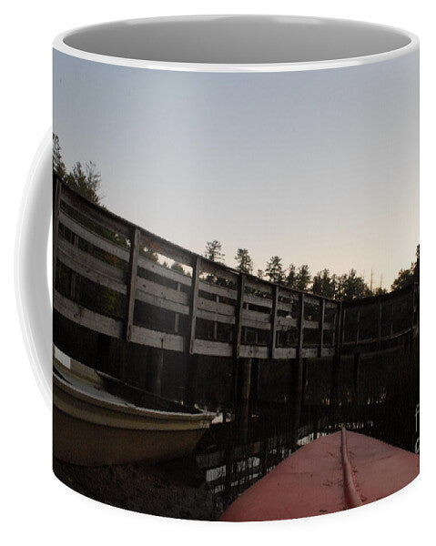 Kayak by Wooden Dock at Dusk - Mug