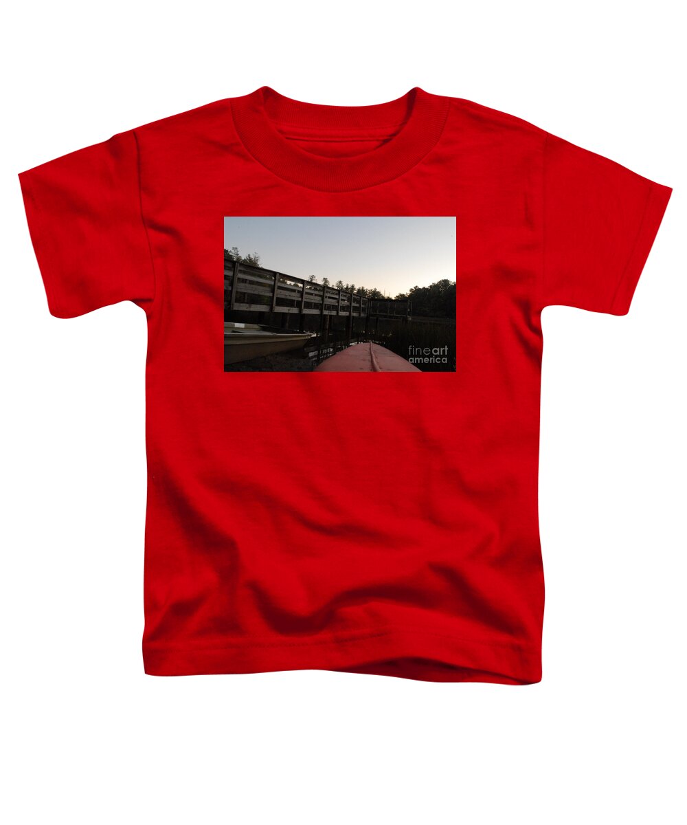 Kayak by Wooden Dock at Dusk - Toddler T-Shirt