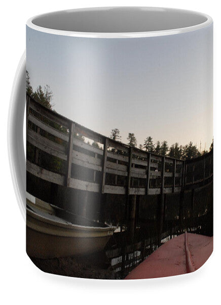 Kayak by Wooden Dock at Dusk - Mug