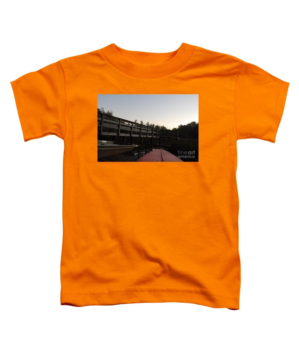 Kayak by Wooden Dock at Dusk - Toddler T-Shirt