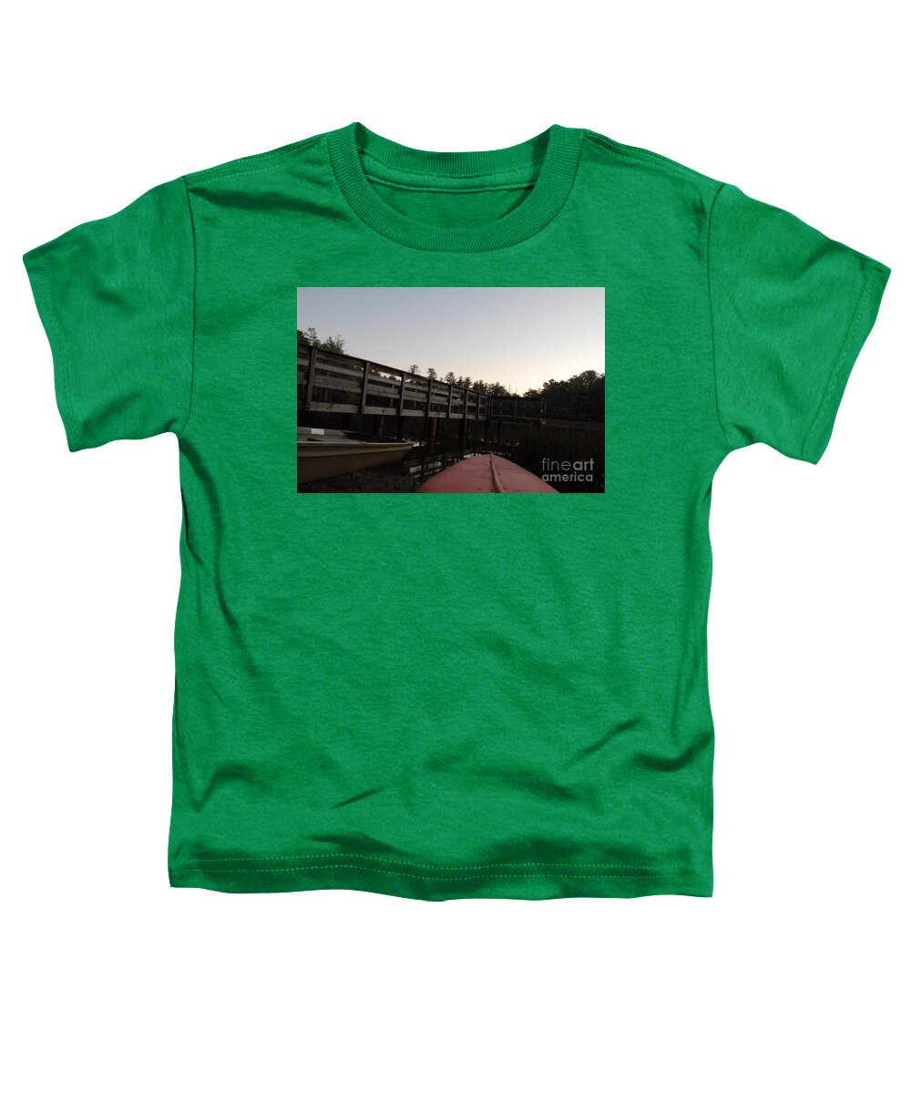 Kayak by Wooden Dock at Dusk - Toddler T-Shirt