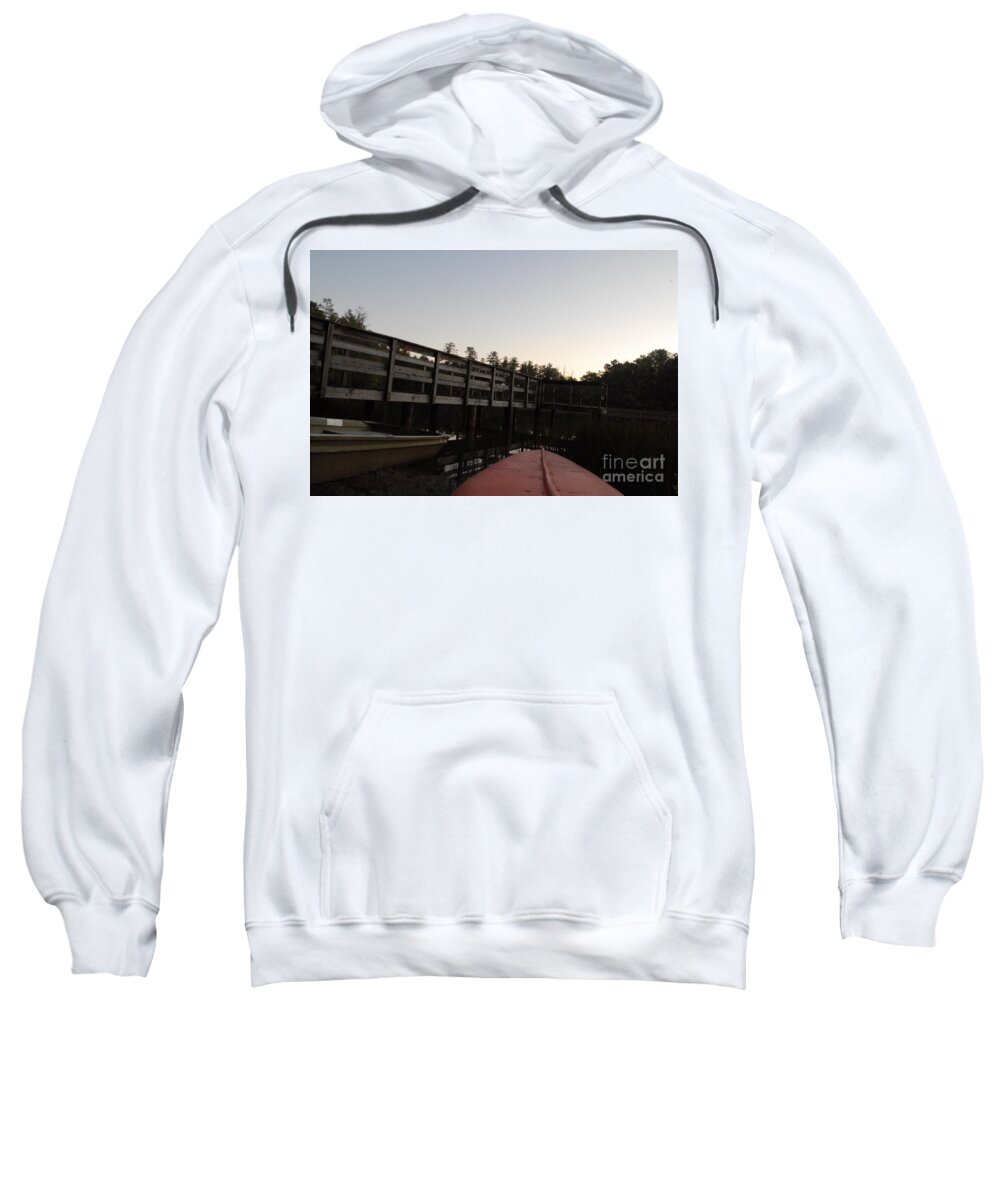 Kayak by Wooden Dock at Dusk - Sweatshirt