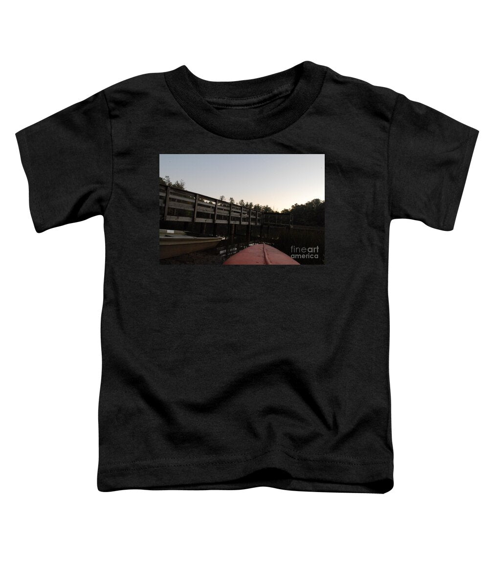 Kayak by Wooden Dock at Dusk - Toddler T-Shirt