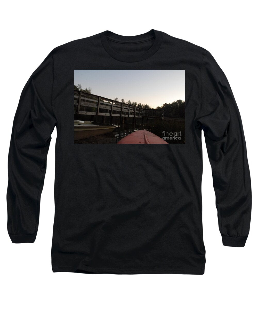 Kayak by Wooden Dock at Dusk - Long Sleeve T-Shirt