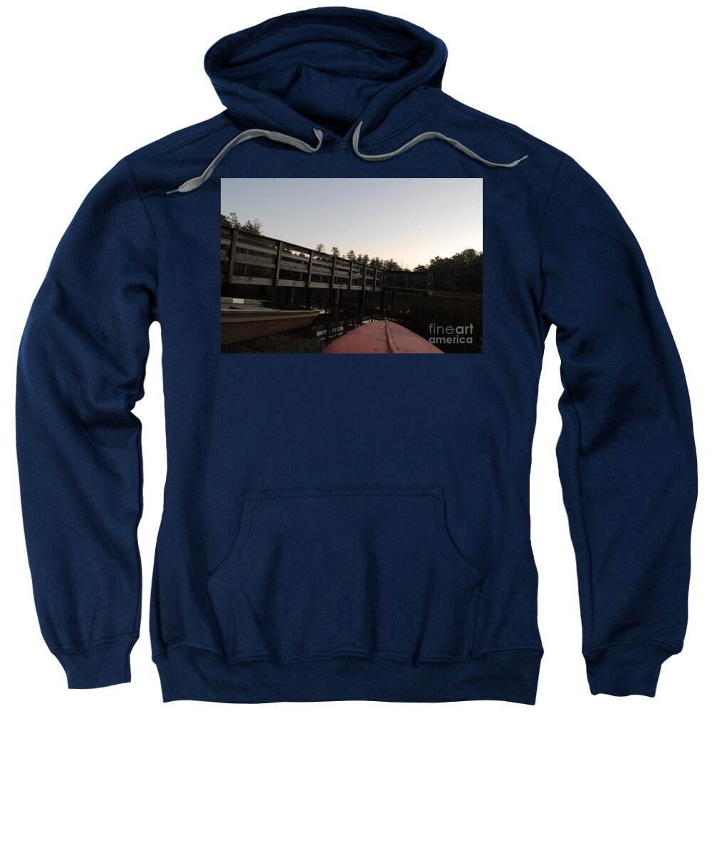 Kayak by Wooden Dock at Dusk - Sweatshirt