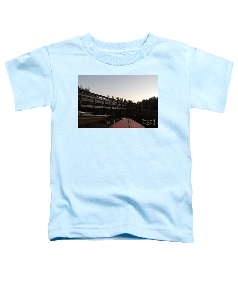 Kayak by Wooden Dock at Dusk - Toddler T-Shirt