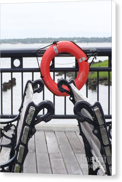 Lifebuoy Overlooking a Calm River - Canvas Print