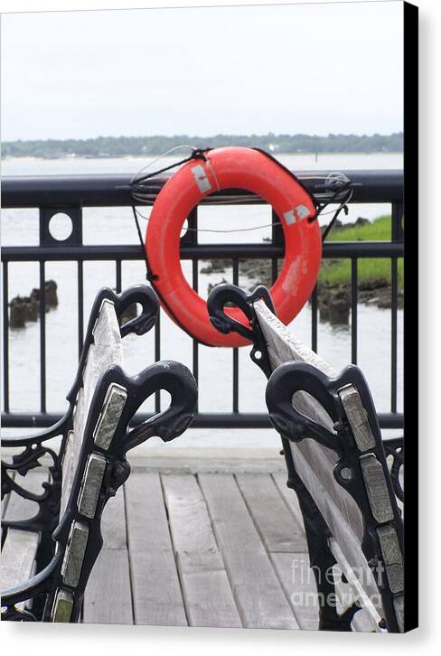 Lifebuoy Overlooking a Calm River - Canvas Print