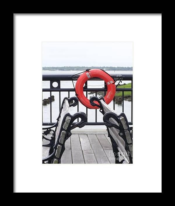 Lifebuoy Overlooking a Calm River - Framed Print